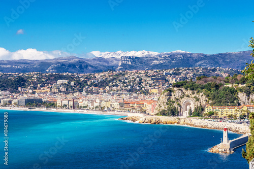 Panoramic view of Villefranche-sur-Mer, Nice, French Riviera. © kerenby