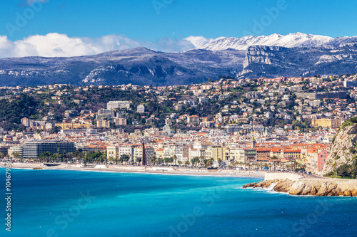 Panoramic view of Villefranche-sur-Mer, Nice, French Riviera. photo