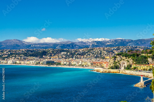 Fototapeta Naklejka Na Ścianę i Meble -  Panoramic view of Villefranche-sur-Mer, Nice, French Riviera.