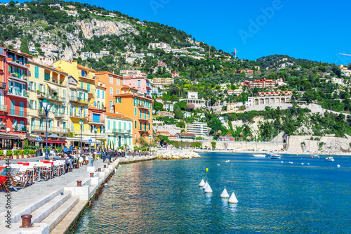 Panoramic view of Villefranche-sur-Mer, Nice, French Riviera.