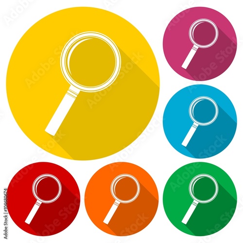 Search (Lupa) Icons set with long shadow