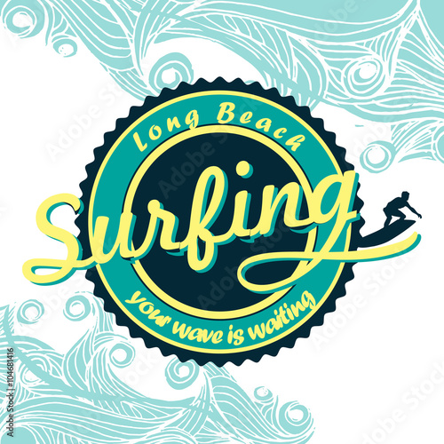 Photography summer surfing retro vintage logo emblem