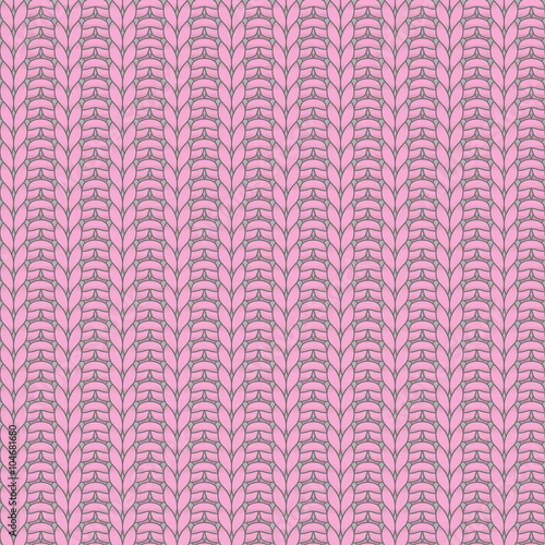 Pink knitted seamless pattern, rib, knit one, purl one