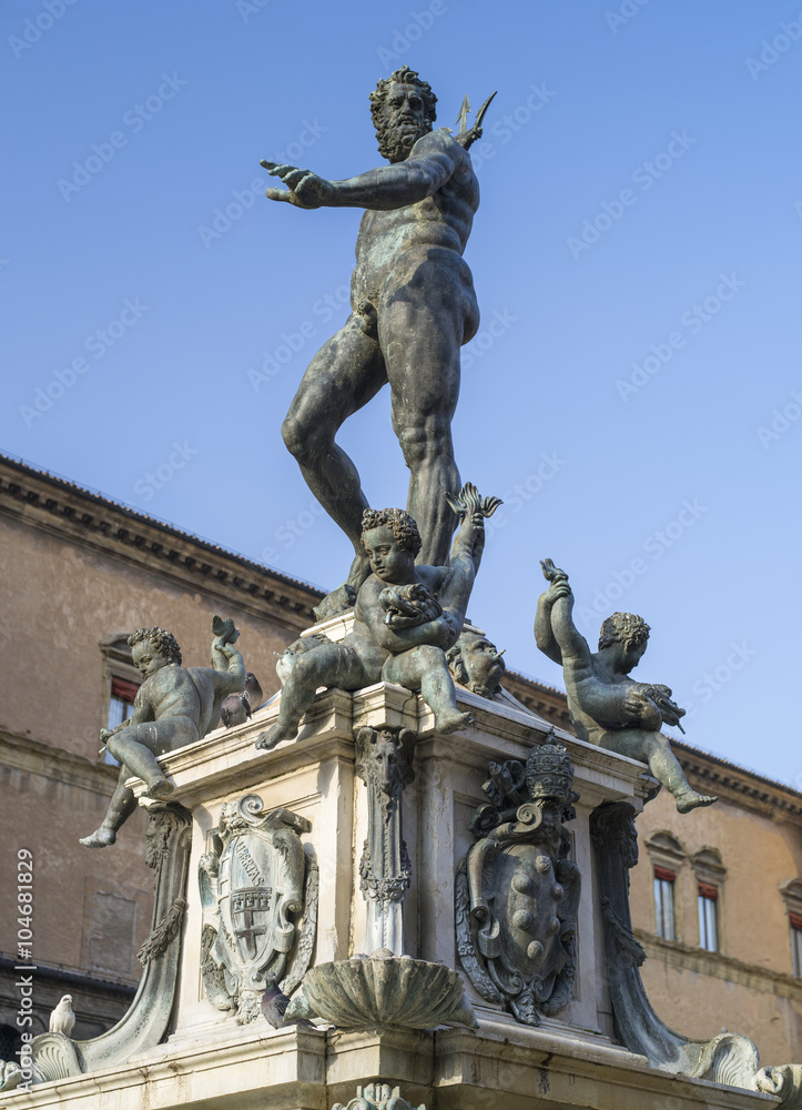 monument of Neptune under sky  in Bologna in Italy