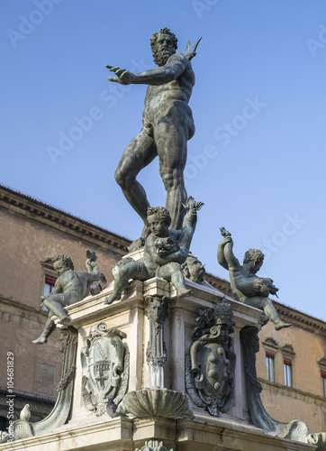 monument of Neptune under sky in Bologna in Italy