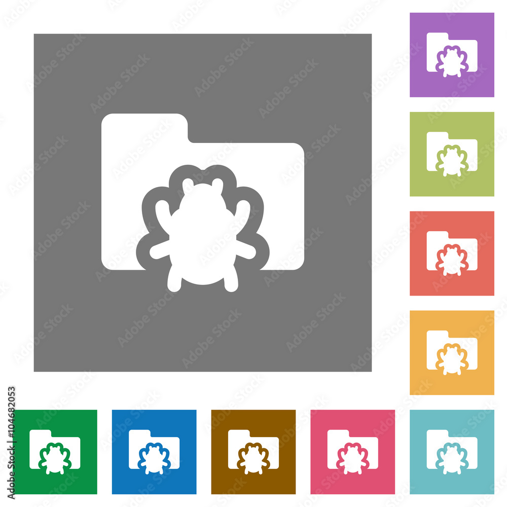 Bug folder square flat icons Bug folder square flat icons