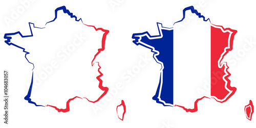 Mapa Francji - kontur - barwy 