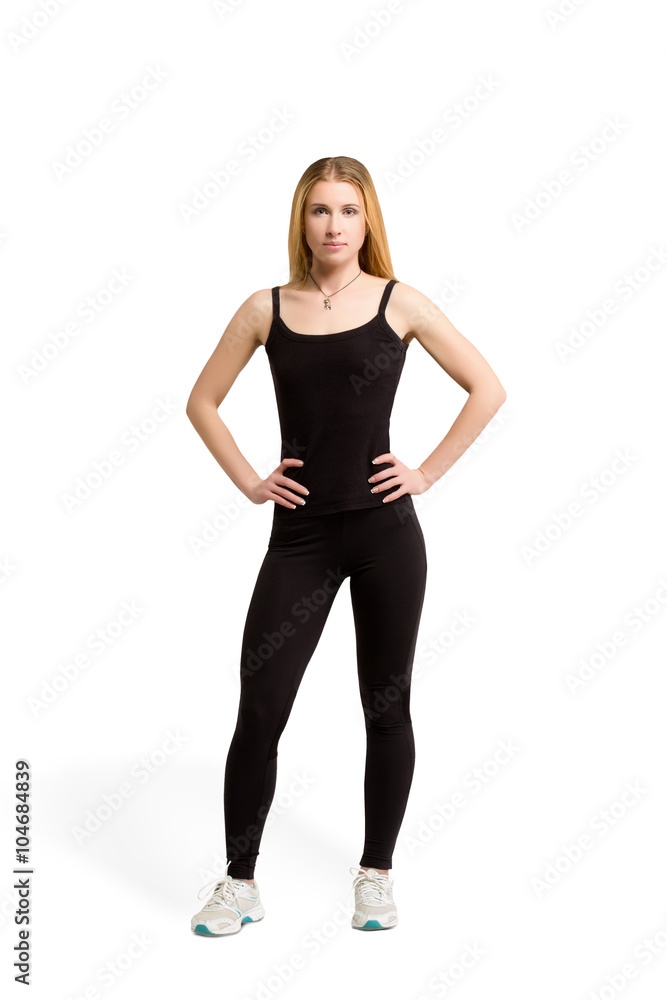 Fototapeta premium Slim isolated woman, weight-loss, good shape