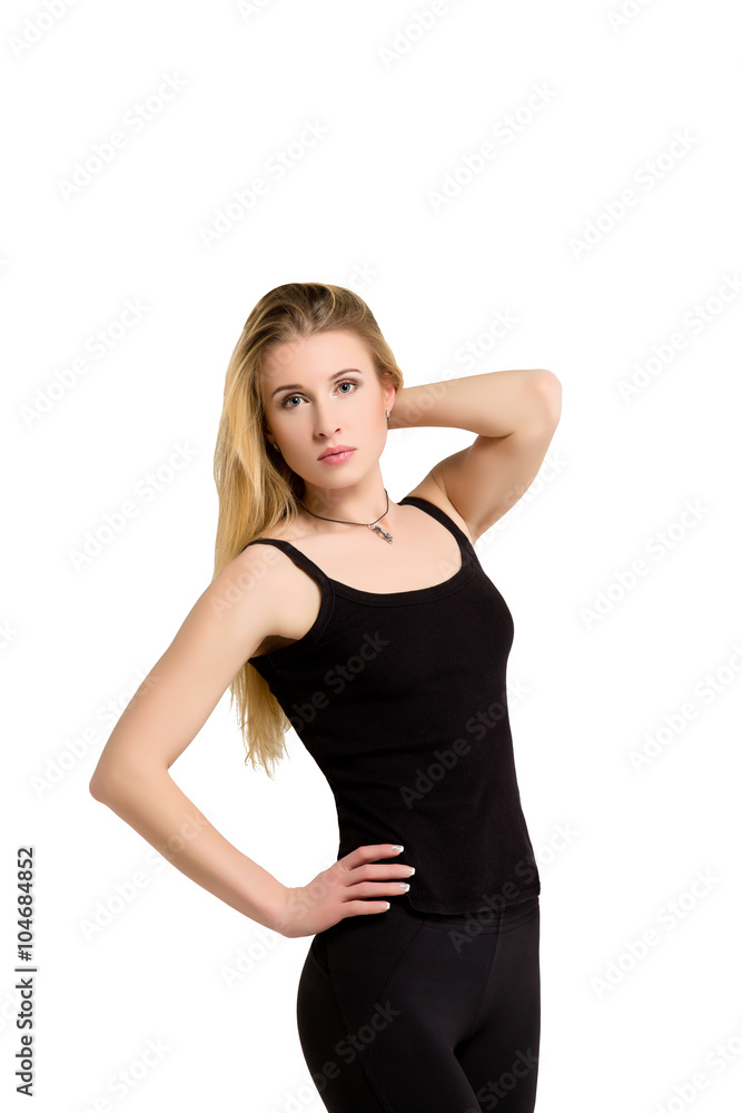 Slim isolated woman, weight-loss, good shape Slim isolated woman, weight-loss, good shape