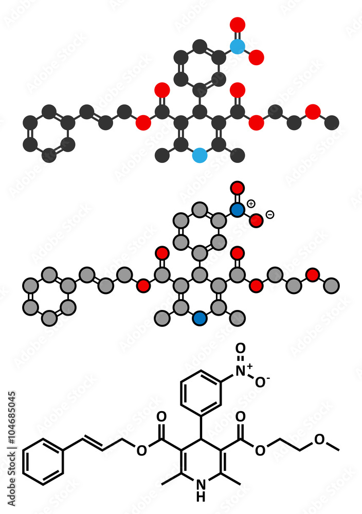Cilnidipine hypertension drug molecule.