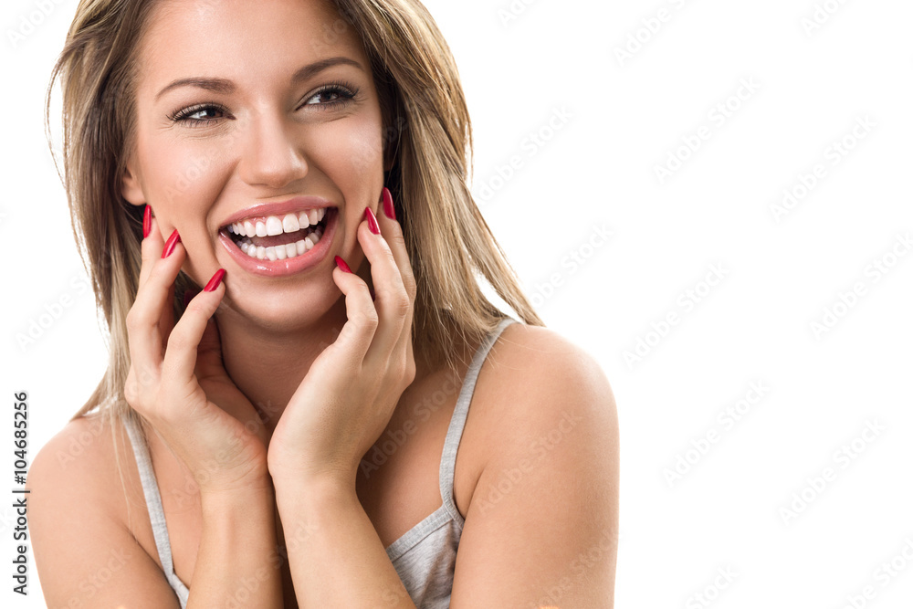 Obraz premium Beautiful young woman laughing