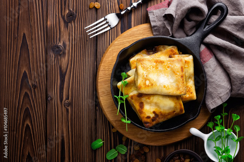 Принти на полотні sweet pancakes stuffed cottage cheese