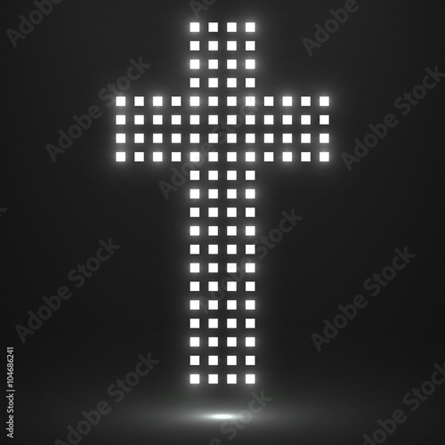 Abstract cross of pixels. Christian Symbol