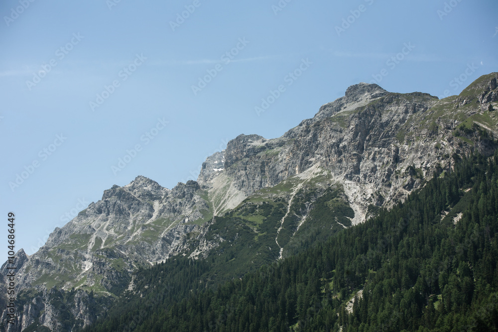 summer alps mountains with clear blue sky;