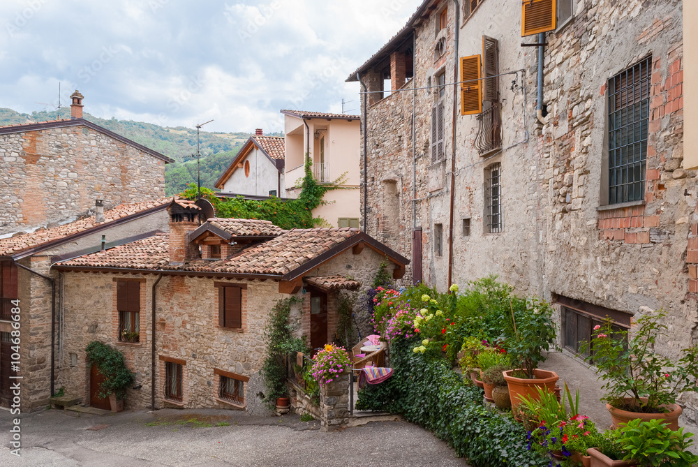 Glimpse of a typical medieval village in Italy (Bobbio, Emilia Romagna)