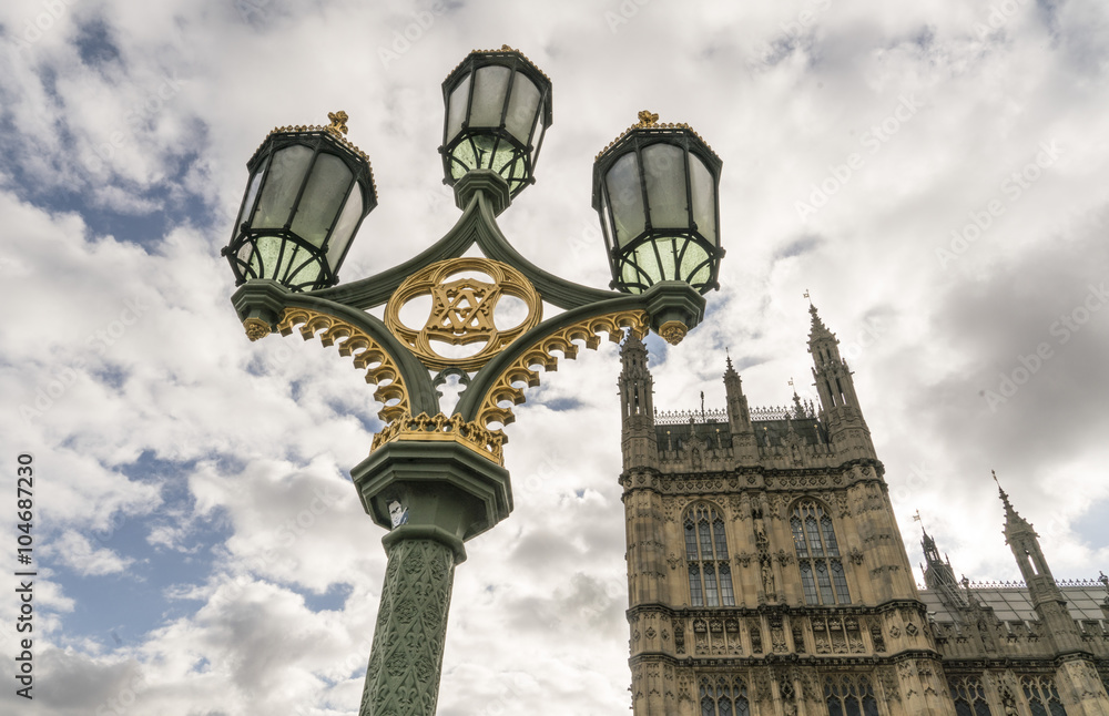Beautiful street lantern on Westminster Bridge