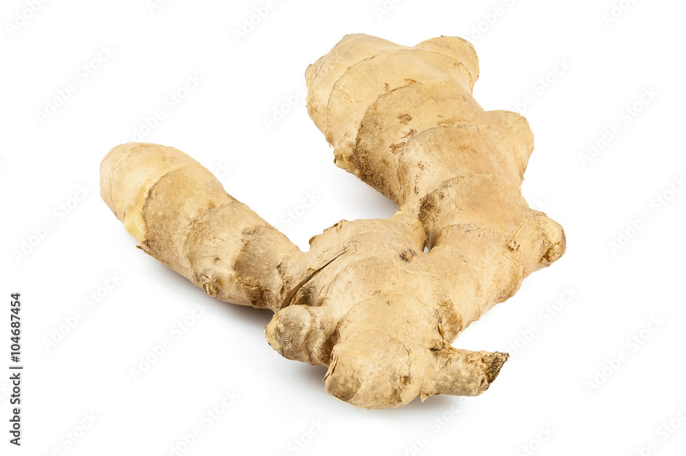 Ginger root on white background