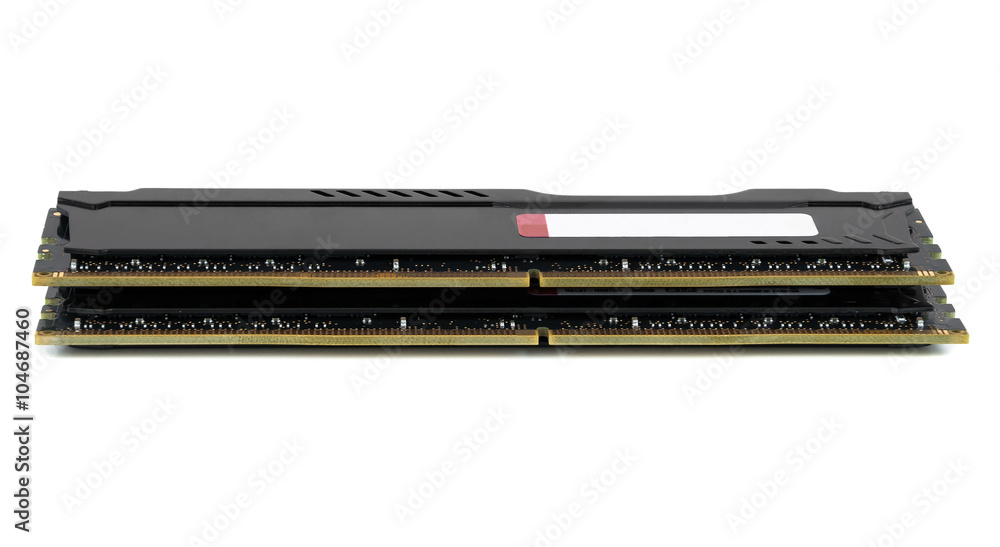 Modern RAM memory modules with black radiator