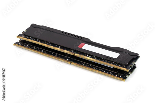 Modern RAM memory modules with black radiator