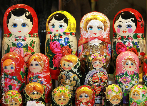 Many traditional russian matryoshka dolls as souvenirs © acceptfoto