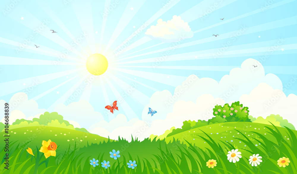 Obraz premium Spring sunny landscape