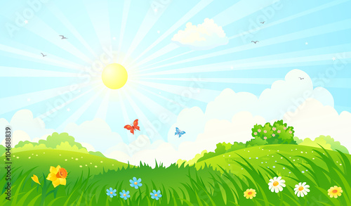 Spring sunny landscape