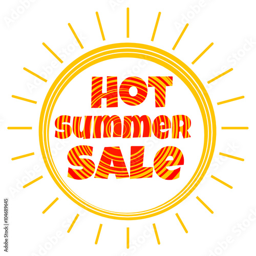 Vector sun with the inscription hot summer sale