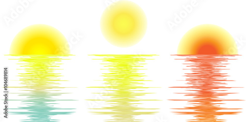 vector set sunrise, daylight, sunset