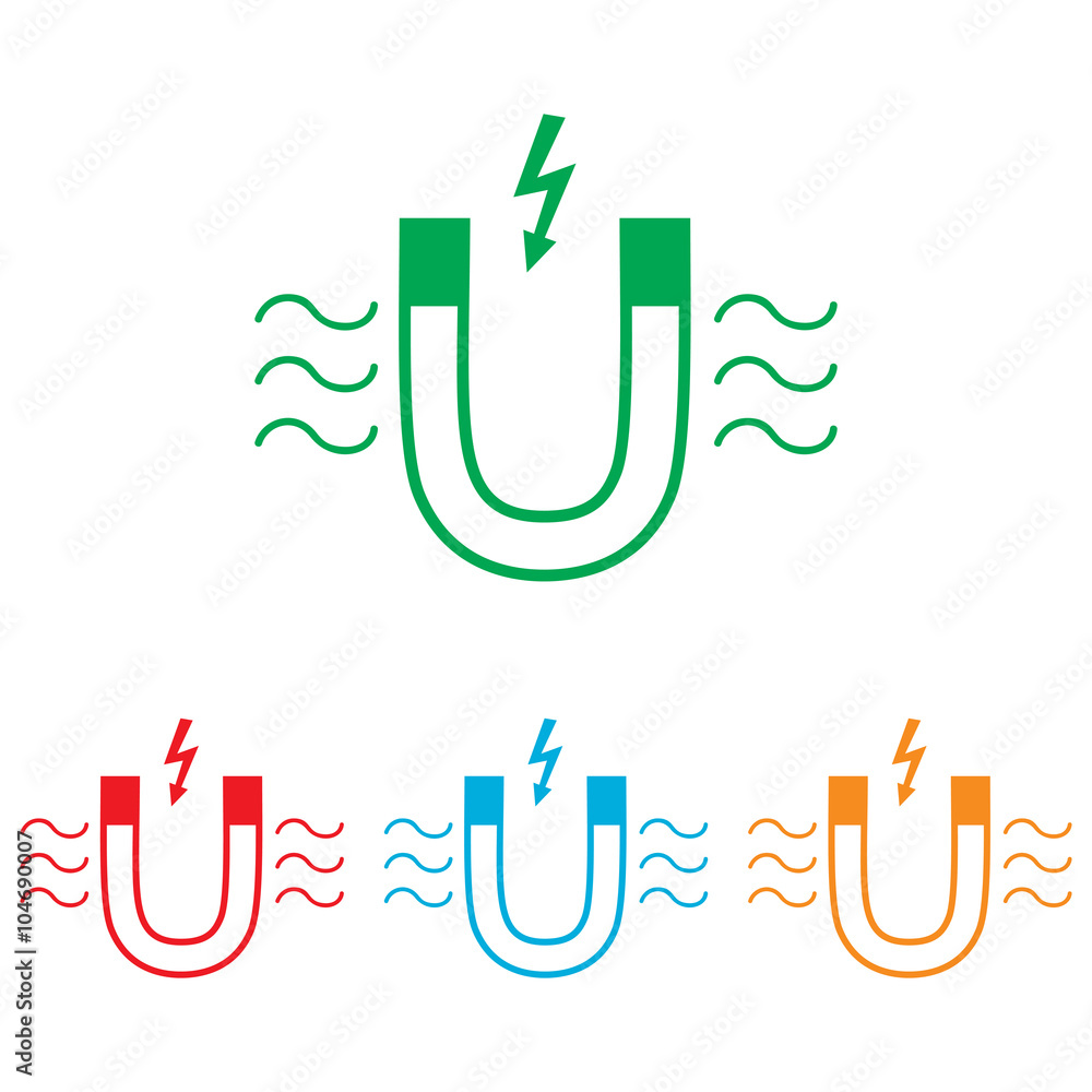 Icon of magnet with magnetic force