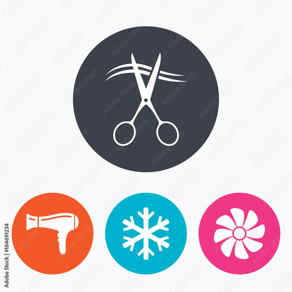 Hotel services icon. Air conditioning, Hairdryer Hotel services icon. Air conditioning, Hairdryer