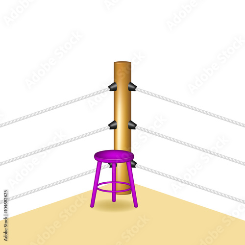 Boxing corner with purple wooden stool