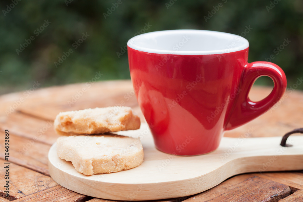 Cashew cookies with coffee cup