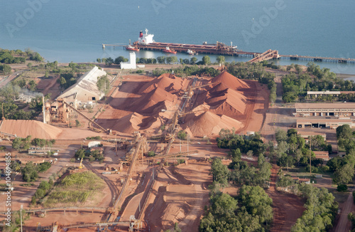 Ore  ship loading bauxite at  Weipa,Cape York,  Queensland,  Australia. photo