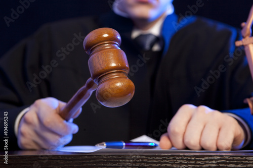 Fototapeta Male judge in a courtroom