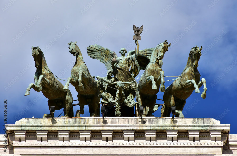 Quadriga with Goddess of Justice at hte top of old Palace of Justice in Rome