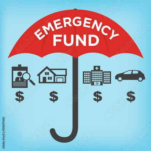 Financial Emergency Fund Icons - Home or House, Car or Vehicle Damage, Job Loss or Unemployment, and Hospital or Medical Bills