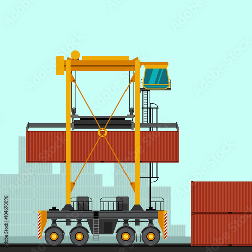 Straddle carrier with container