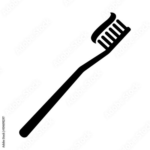 Toothbrush / tooth brush with toothpaste flat icon for apps and websites photo