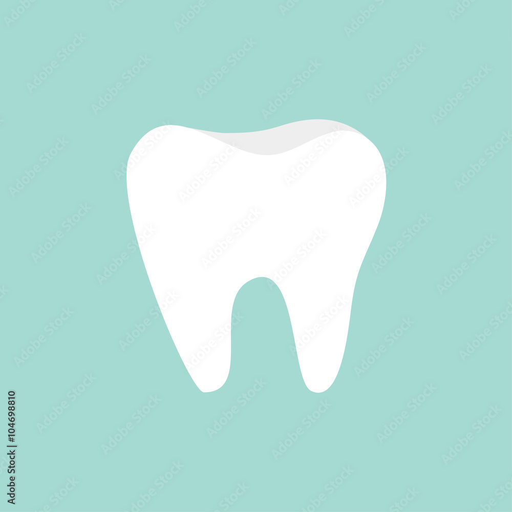 Tooth icon. Healthy tooth. Oral dental hygiene. Children teeth care. Tooth health. Blue background. Flat design. Tooth icon. Healthy tooth. Oral dental hygiene. Children teeth care. Tooth health. Blue background. Flat design.