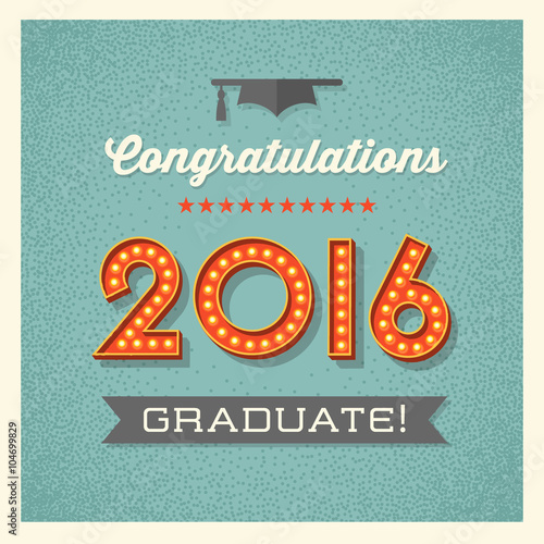retro graduation card design with vintage marquee lighted numbers