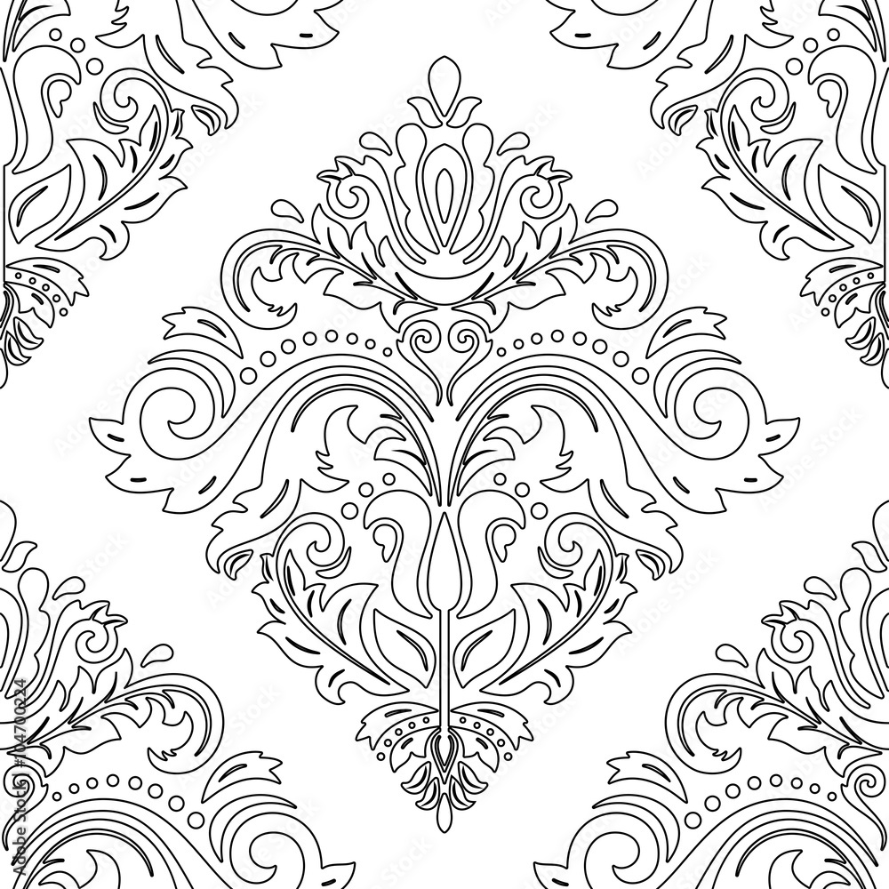 Oriental classic ornament witth black ornament. Seamless abstract pattern Oriental classic ornament witth black ornament. Seamless abstract pattern