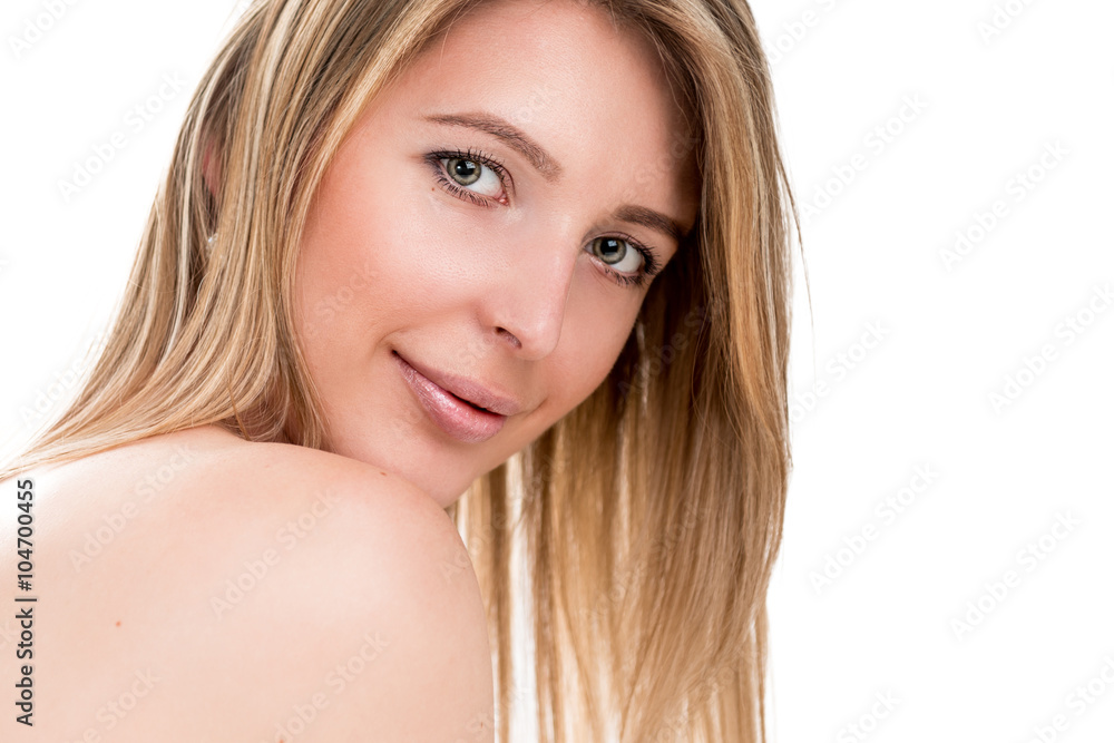 Portrait of a beautiful young woman on a white background Portrait of a beautiful young woman on a white background