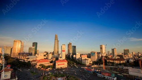 Wallpaper Mural Getting Dark on Traffic Circle Square in City from Skyscraper Torontodigital.ca