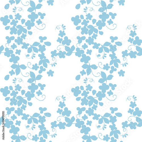 Textile Floral seamless Pattern. Silhouette of flowers vector background