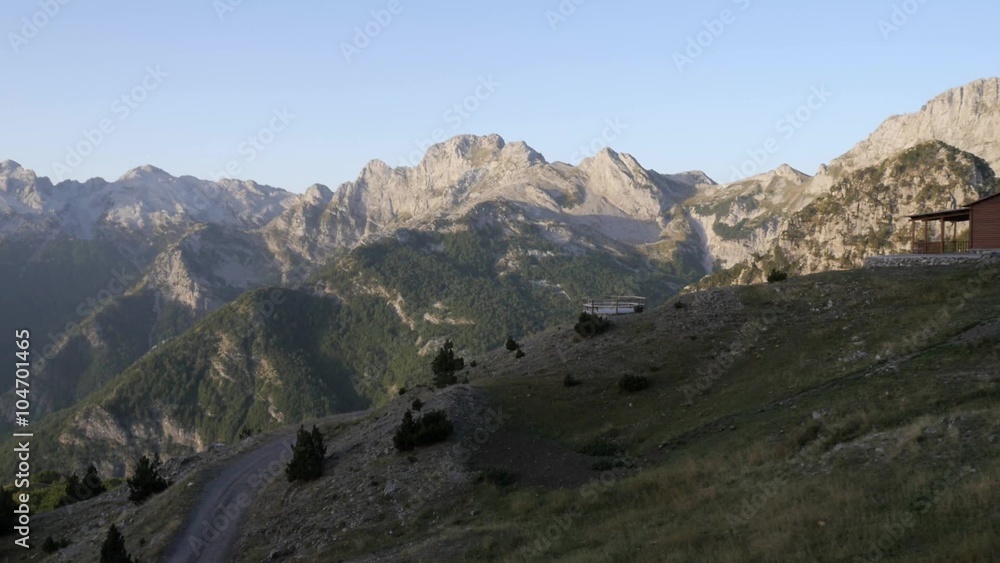 Aerial view on the rocky mountains in Albania.
Aerial view on the rocky mountains in Albania.