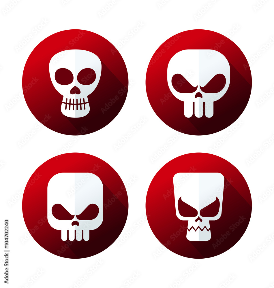 flat style skull icon collection