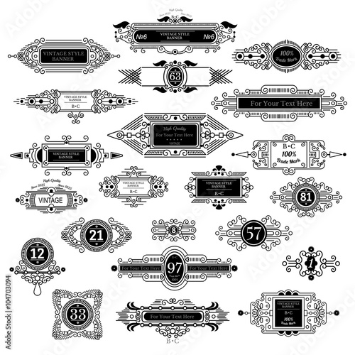 big collection of ornate headpieces or mongram in line style