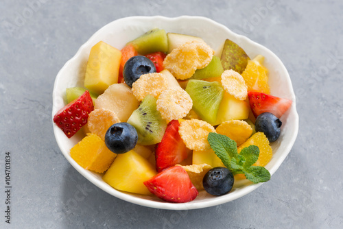 bowl of fresh fruit salad, closeup