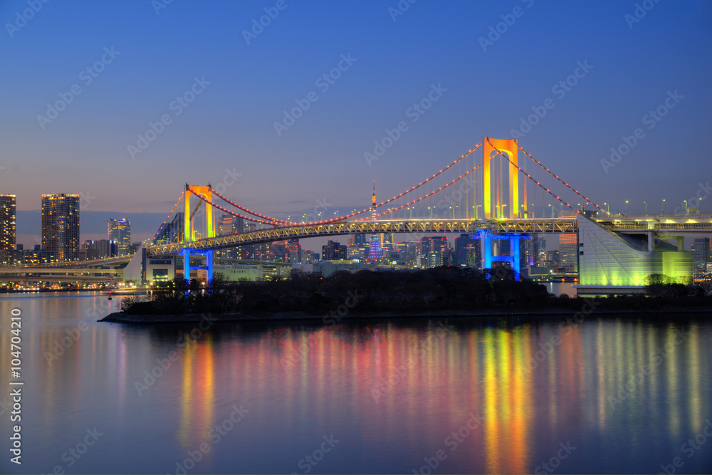 Obraz premium 東京 レインボーブリッジのライトアップ 東京の夜景