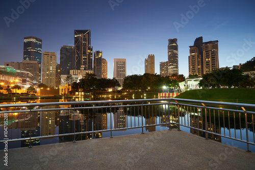 Canvas Print Kuala Lumpur city downtown at before sunrise with reflection of skyline, Kuala L